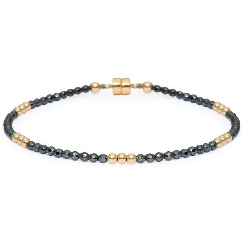 Dainty Gold-Dusted Clarity Bracelet | Hematite and Gold