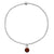 Dainty sterling silver beaded stretch bracelet featuring a natural garnet charm encased in sterling silver