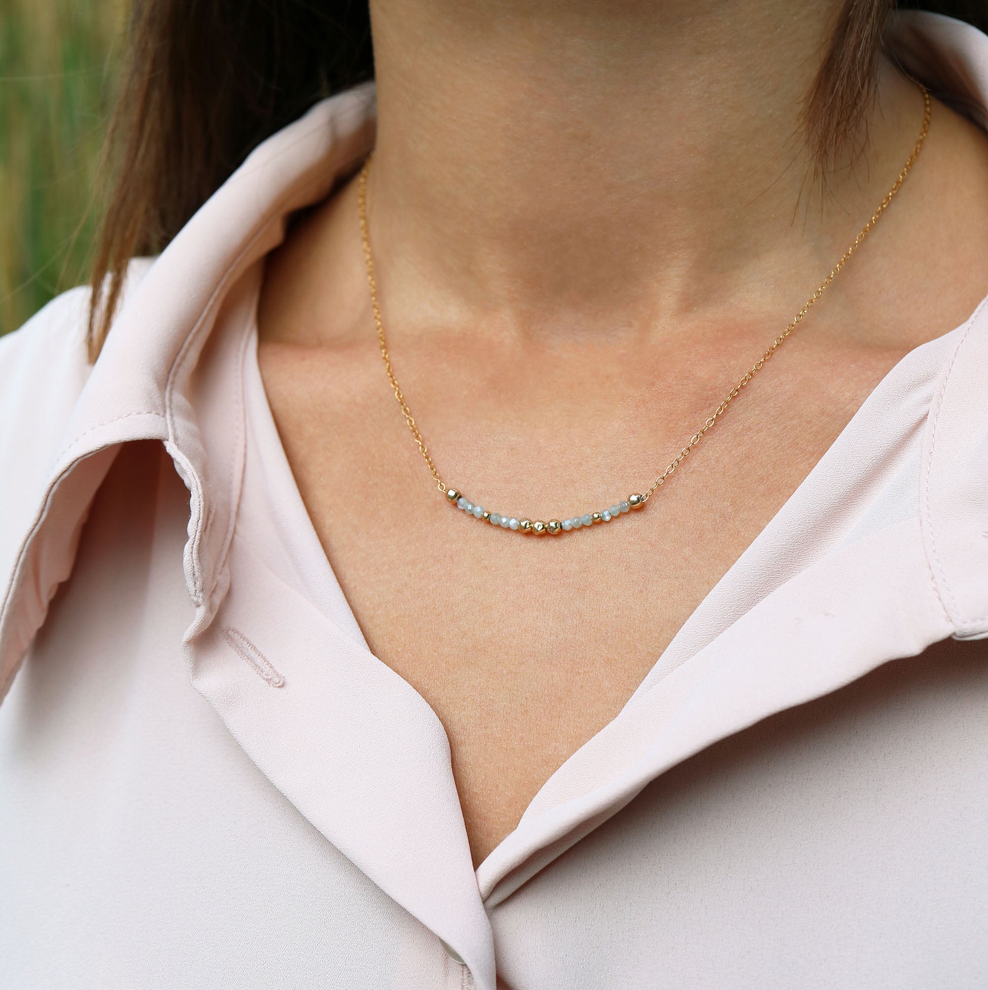 Light Goddess Necklace | Blue Moonstone and Gold
