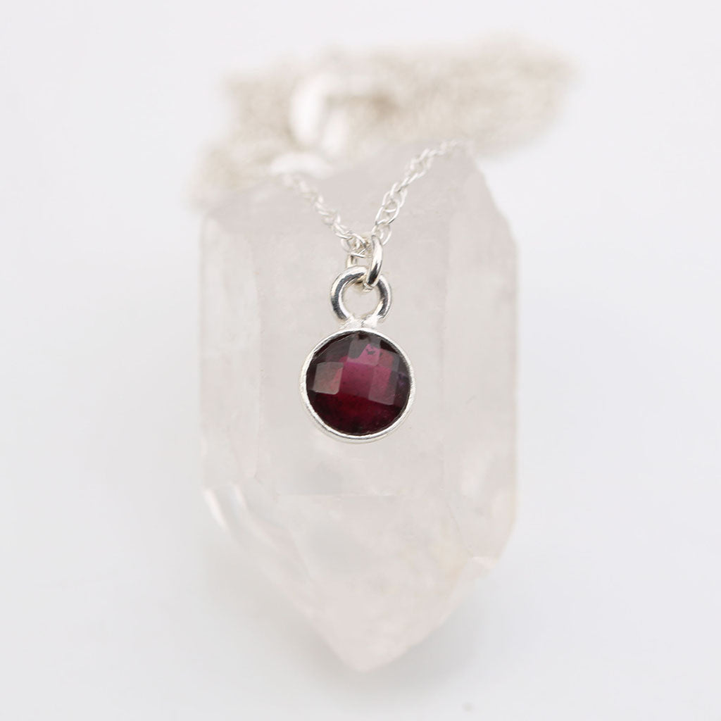 Charmed with Strength Mini Necklace | Garnet and Silver