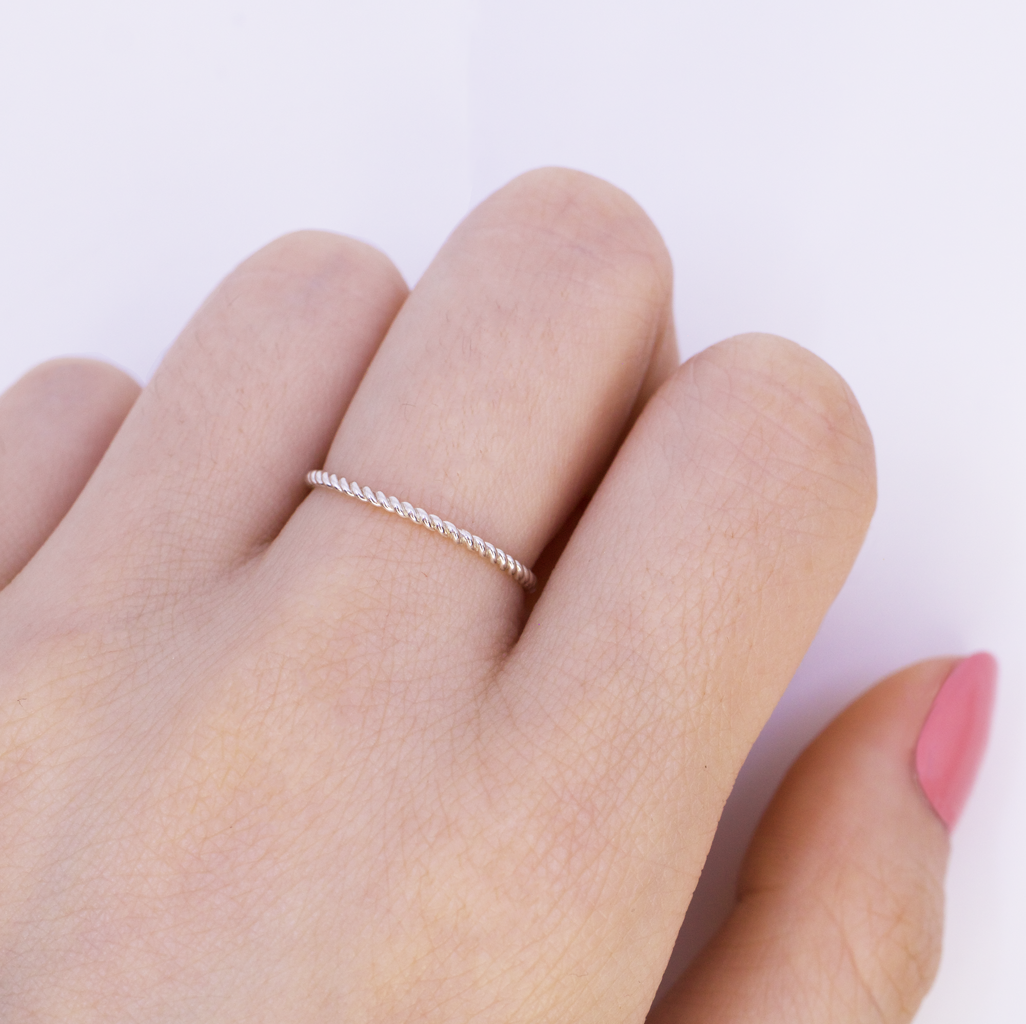 Dainty Silver Twisted Ring