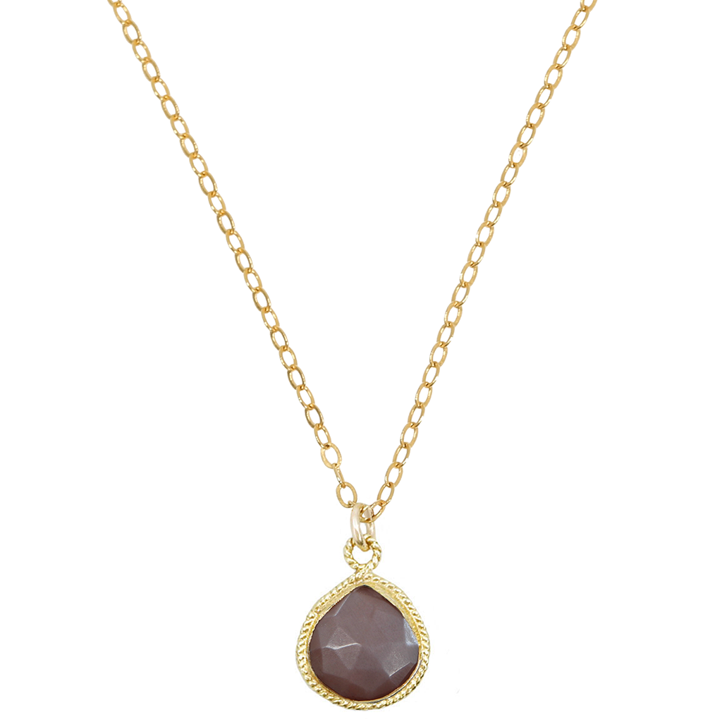 Chocolate Moonstone Teardrop Solstice Necklace