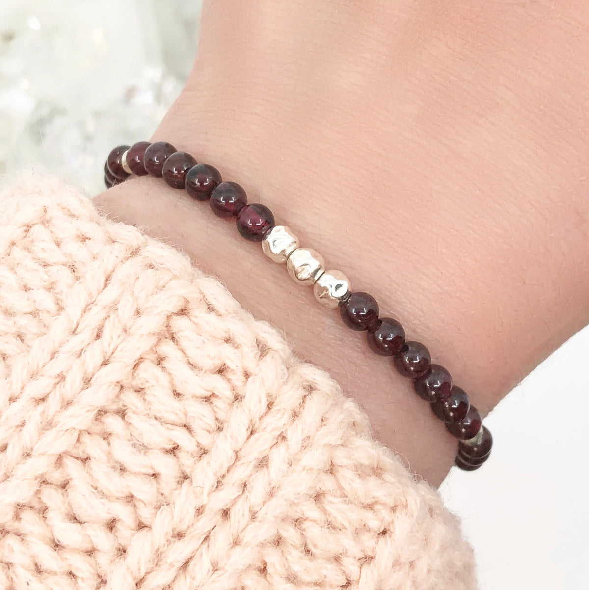 Dainty Strength Luxe Bracelet | Garnet