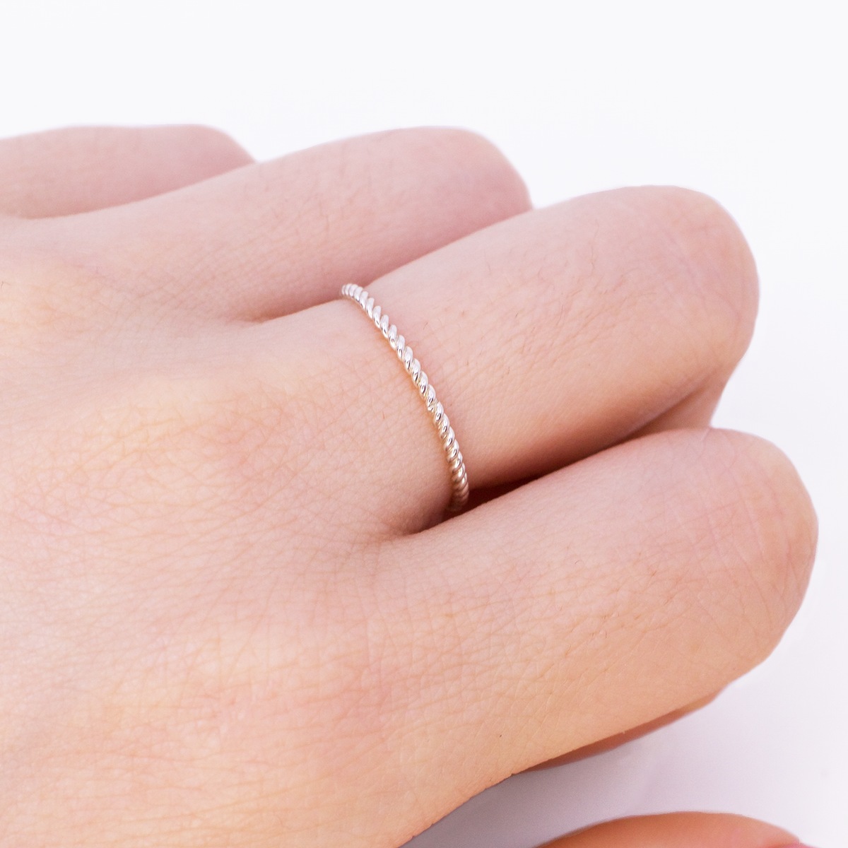Dainty Silver Twisted Ring
