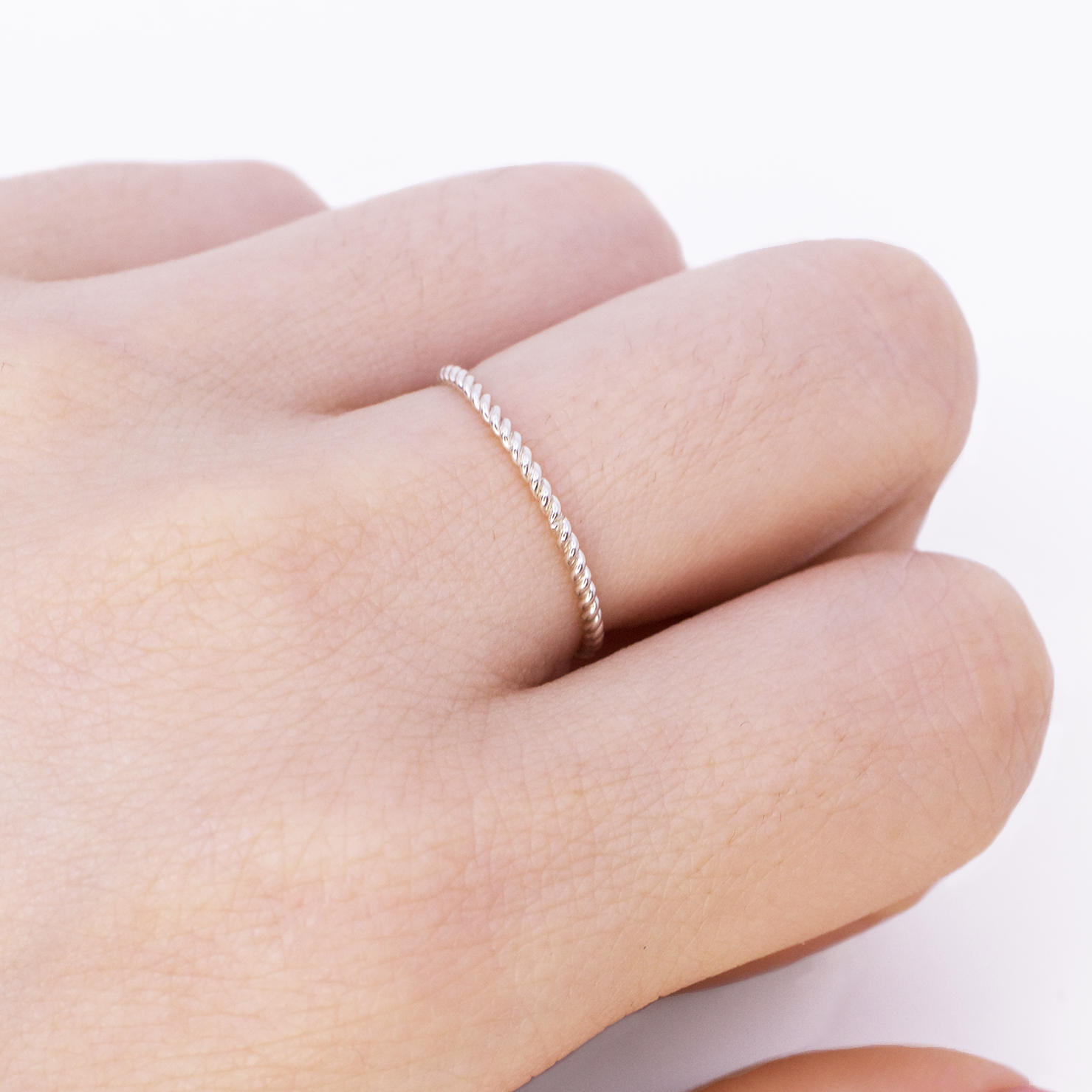 Dainty Silver Twisted Ring