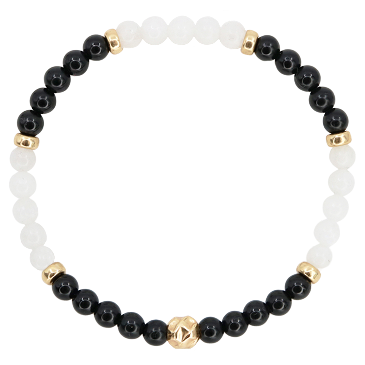 Dainty Grounded Luxe Bracelet | Onyx &amp; Moonstone