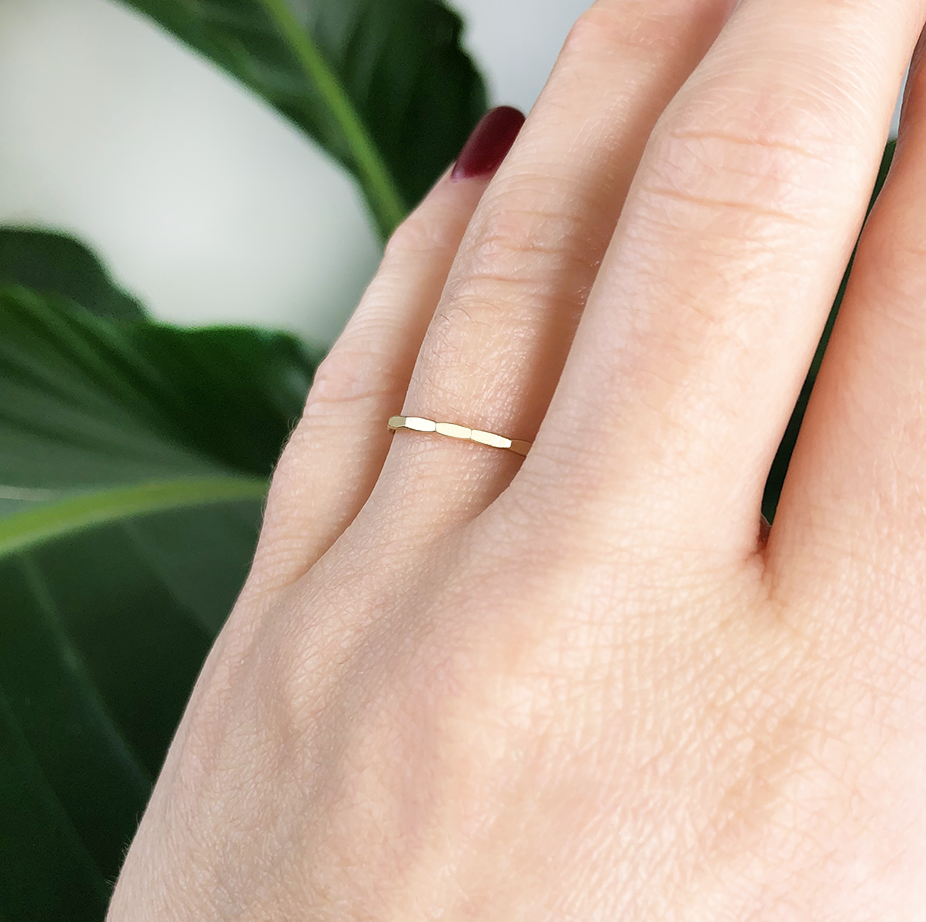 Dainty Gold Hammered Ring