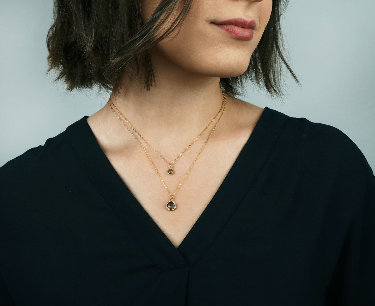 Black Rutilated Quartz Solstice Teardrop Necklace