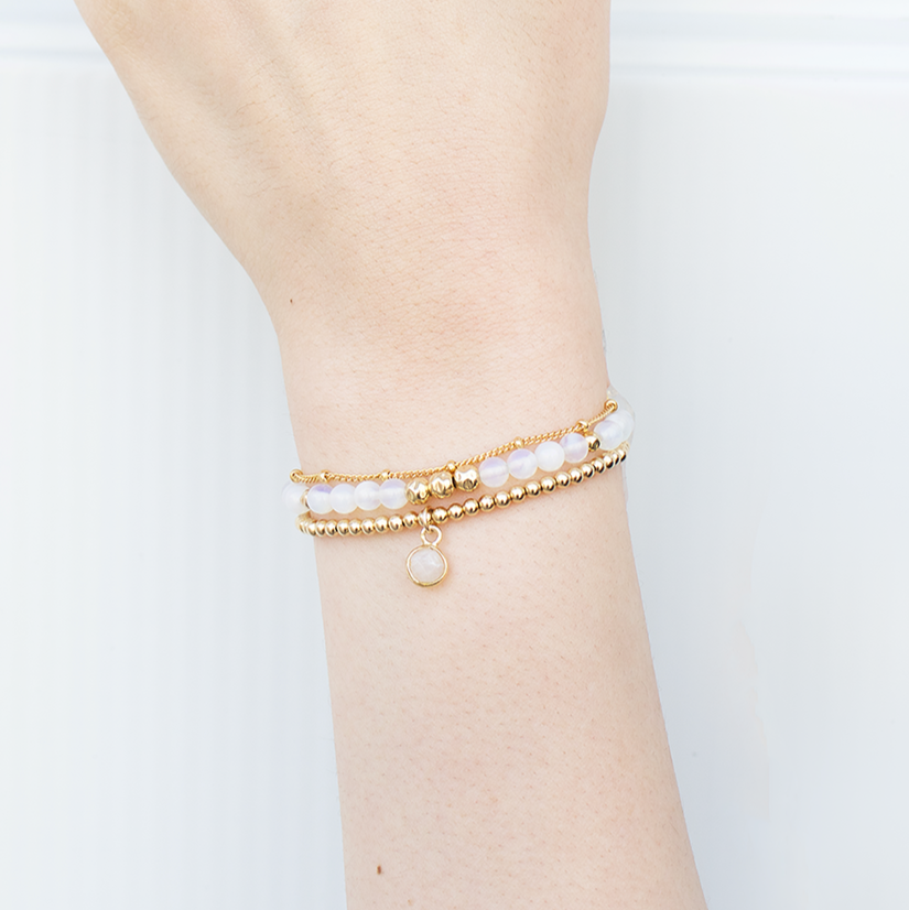 Celestial Bracelet Set | Opalite, Moonstone &amp; Gold