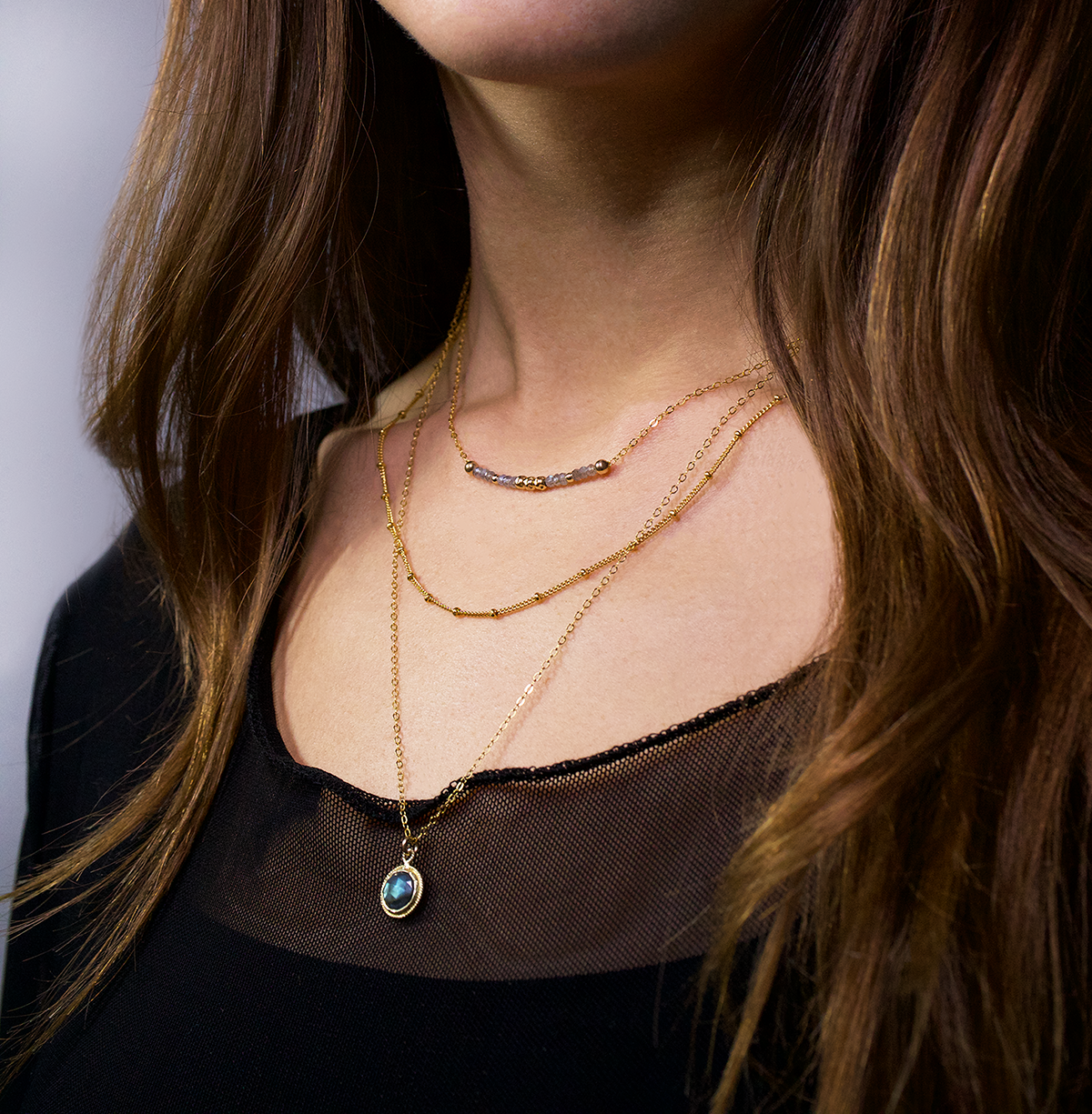 Aligned and Charmed Necklace | Labradorite and Gold