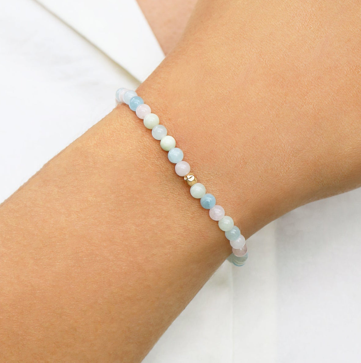 Dainty Trinity Bracelet | Aquamarine, Morganite and Heliodor