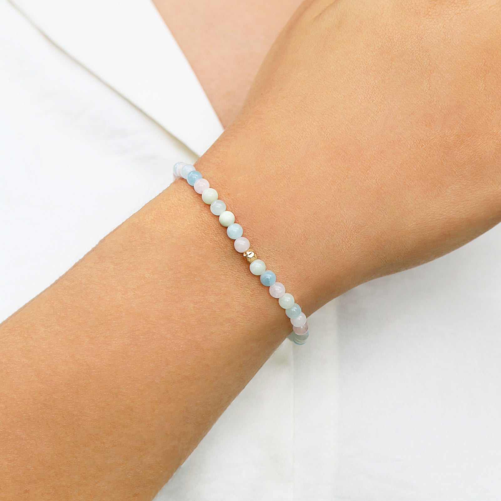 Dainty Trinity Bracelet | Aquamarine, Morganite and Heliodor