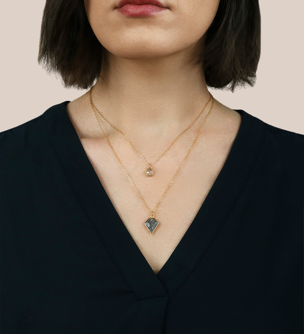 Black Sunstone Shield Necklace