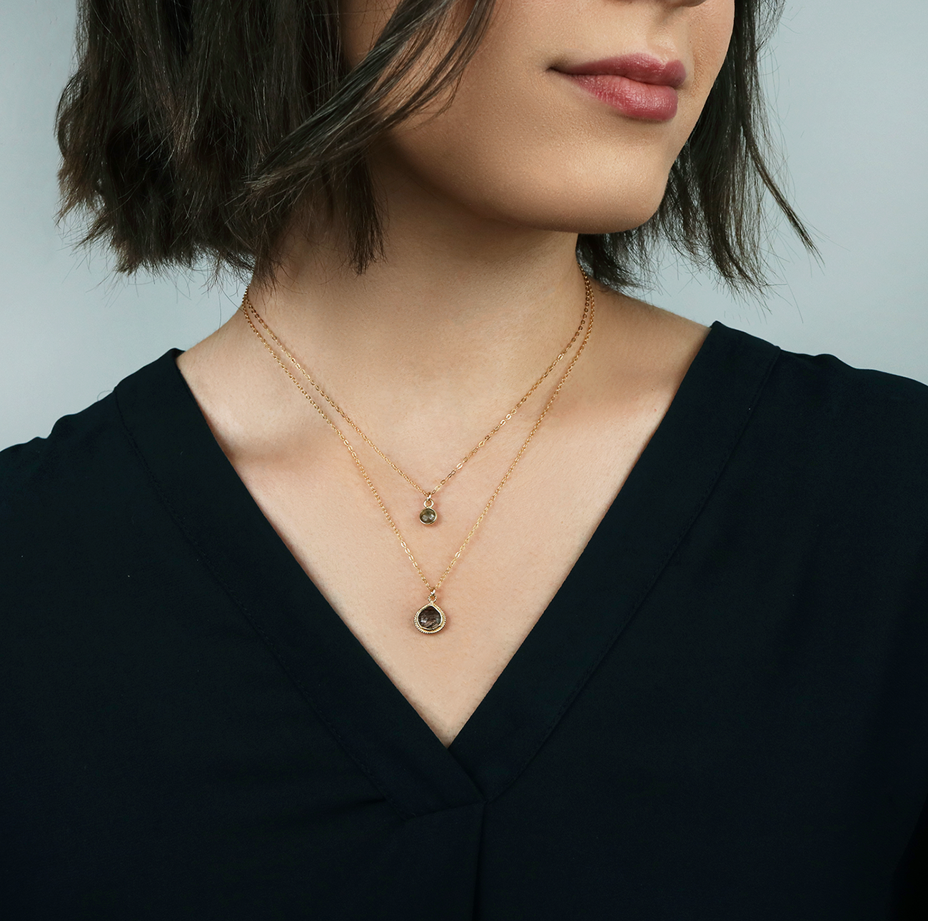 Black Rutilated Quartz Solstice Teardrop Necklace