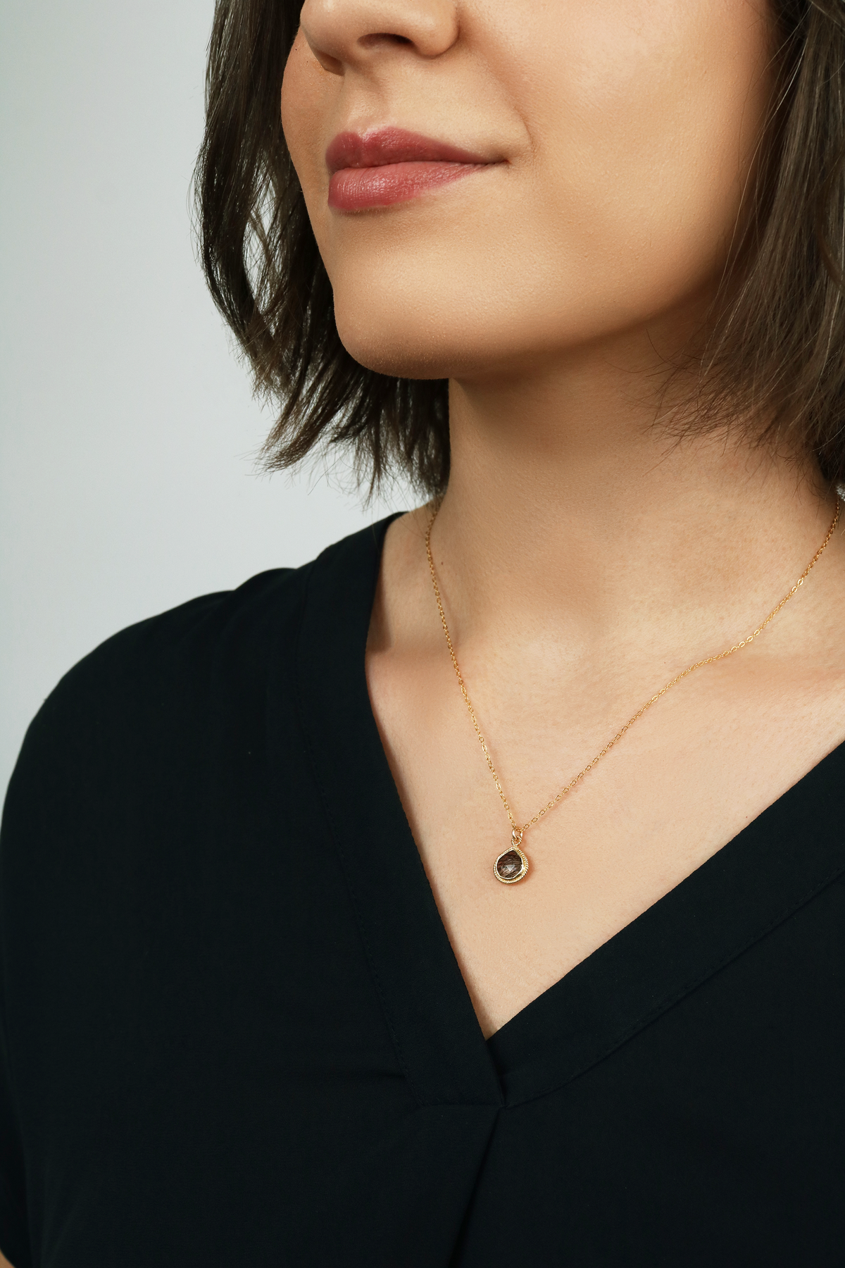 Black Rutilated Quartz Solstice Teardrop Necklace