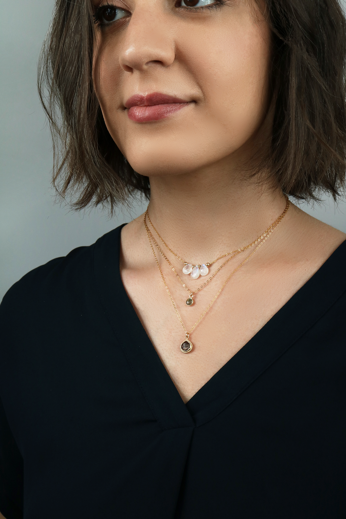 Black Rutilated Quartz Solstice Teardrop Necklace