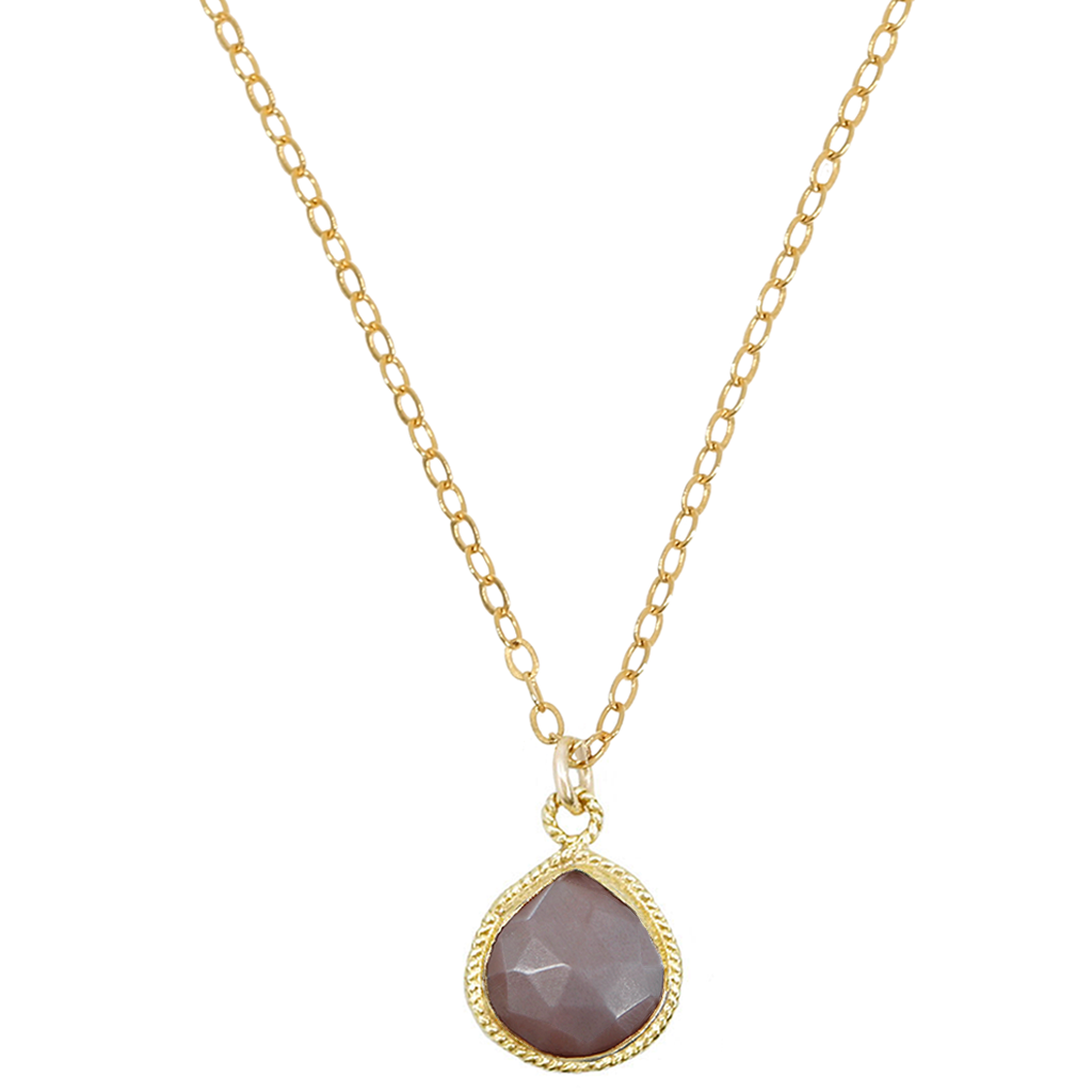 Chocolate Moonstone Teardrop Solstice Necklace