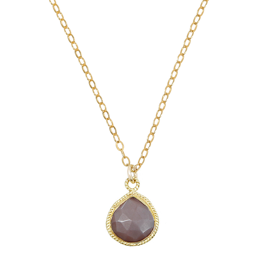 Chocolate Moonstone Teardrop Solstice Necklace