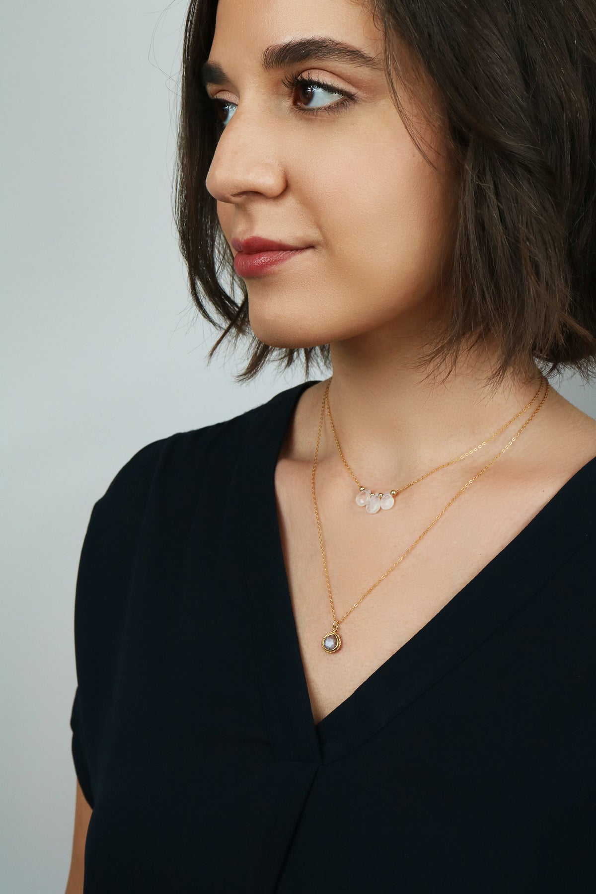 Chocolate Moonstone Teardrop Solstice Necklace