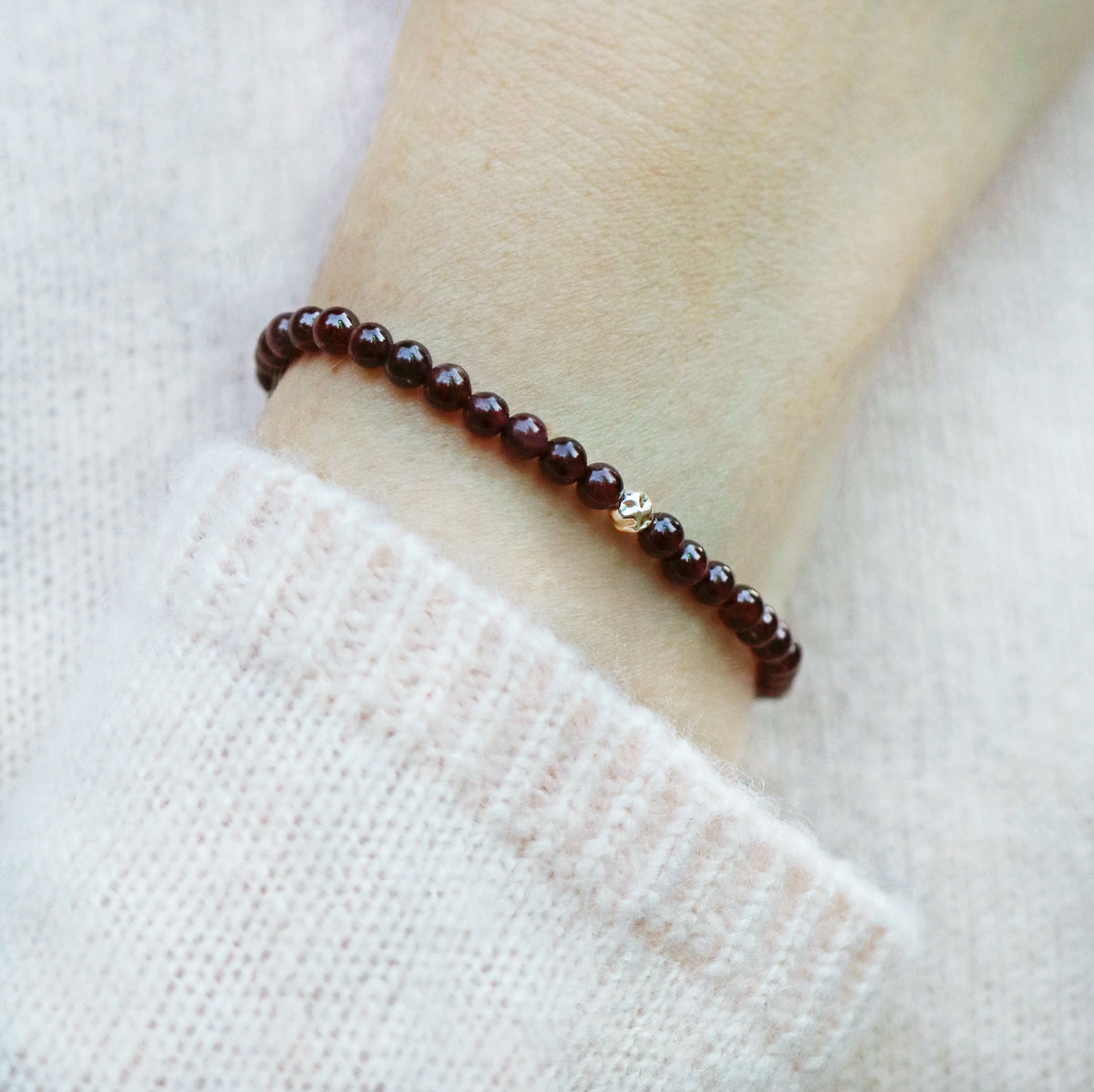 Dainty Strength Bracelet | Garnet