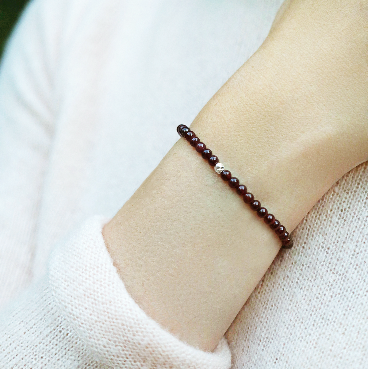 Dainty Strength Bracelet | Garnet