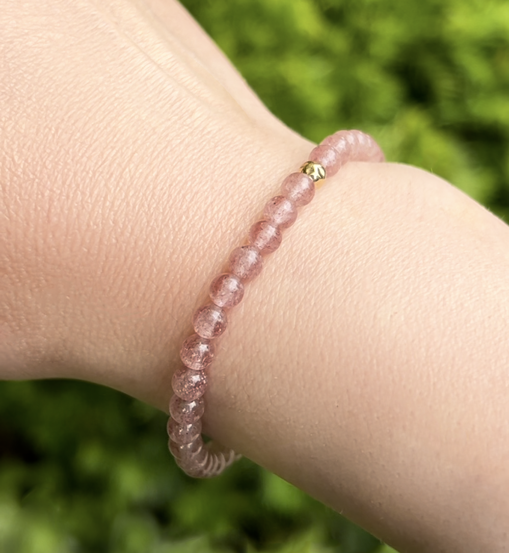 Dainty Joy Bracelet | Strawberry Quartz