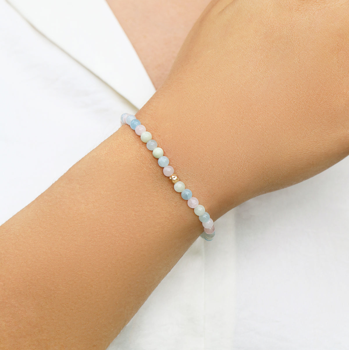 Dainty Trinity Bracelet | Aquamarine, Morganite and Heliodor