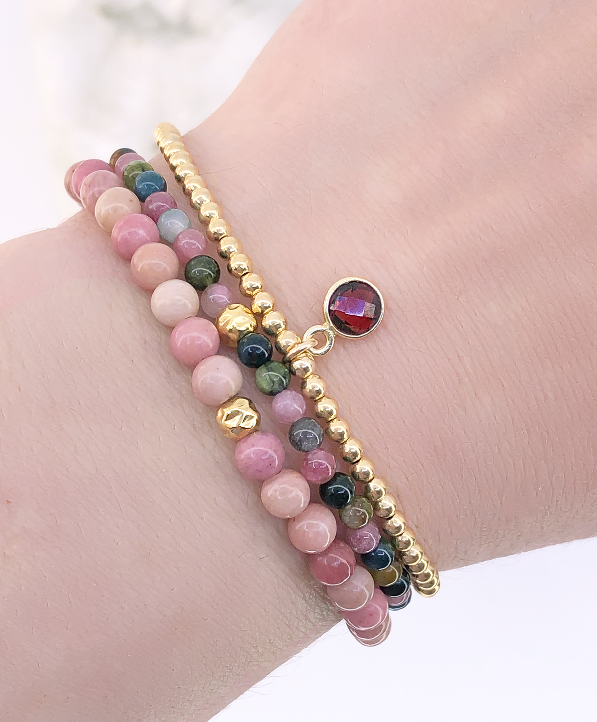 Charmed with Strength Bracelet | Garnet and Gold