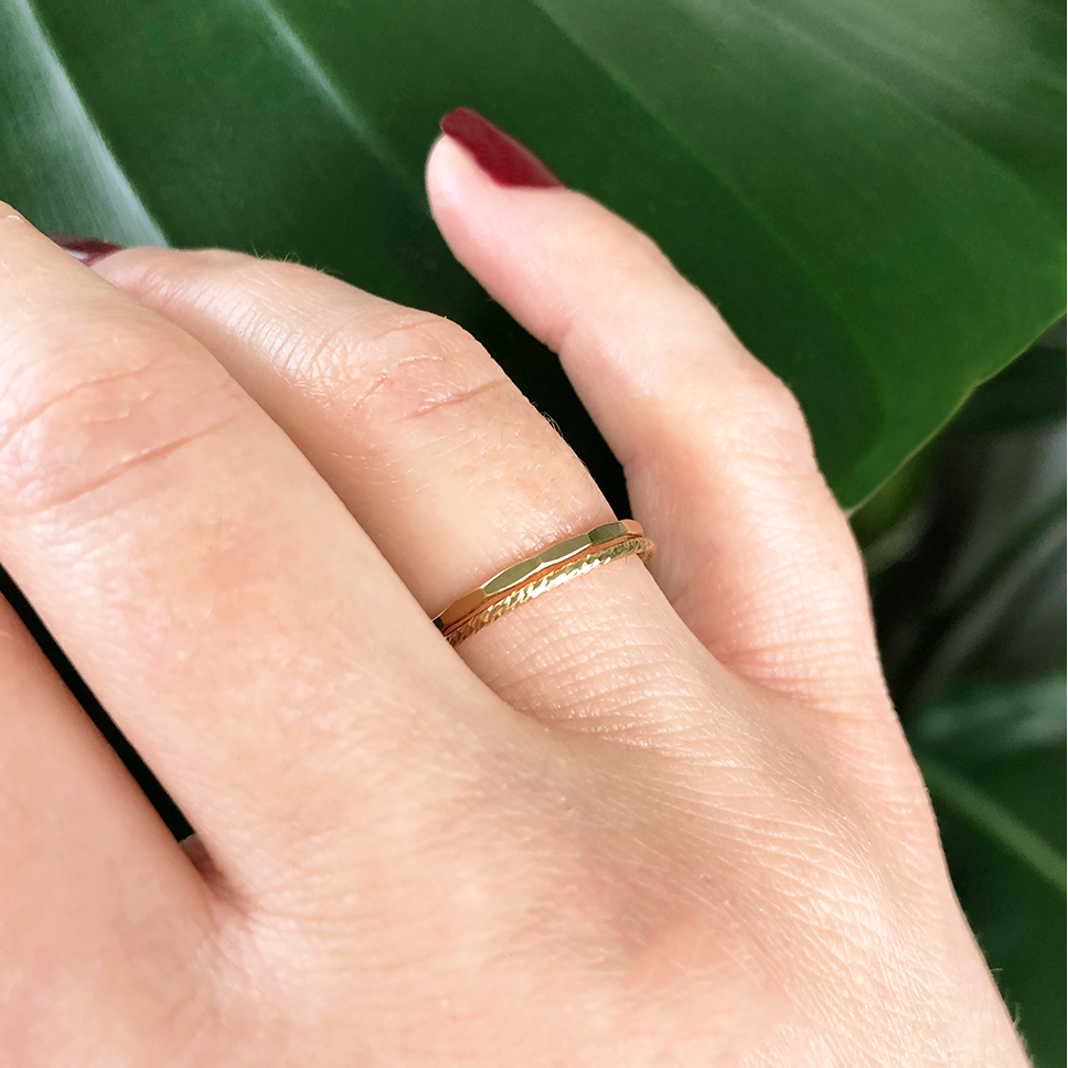 Dainty Gold Hammered Ring