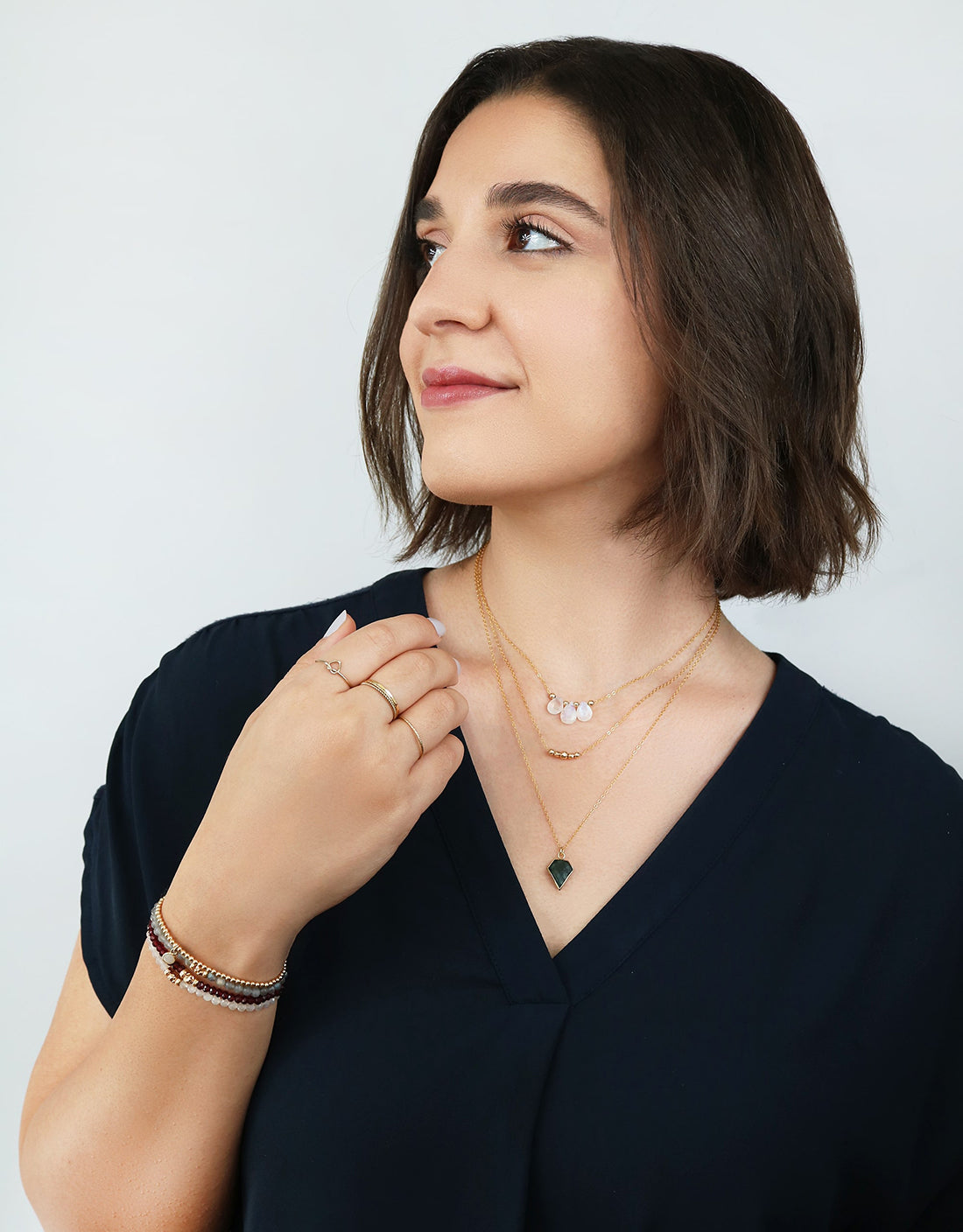 Black Sunstone Shield Necklace