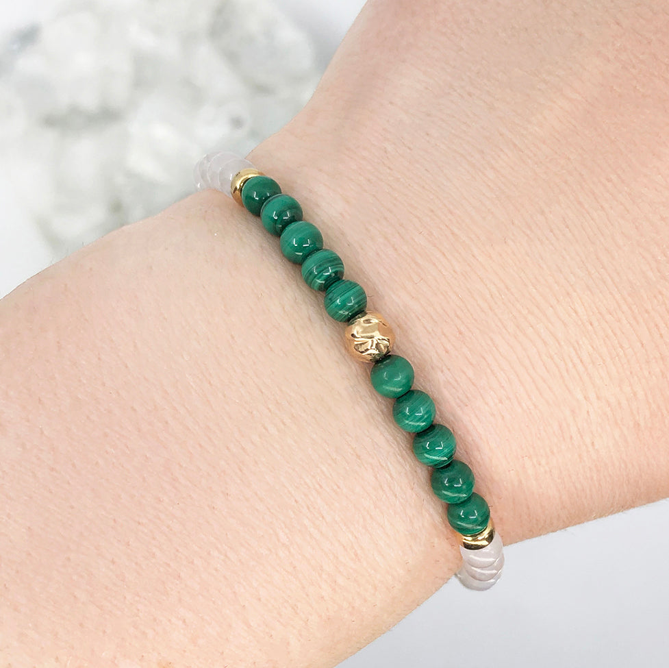 Dainty Insight Luxe Bracelet | Malachite & Moonstone