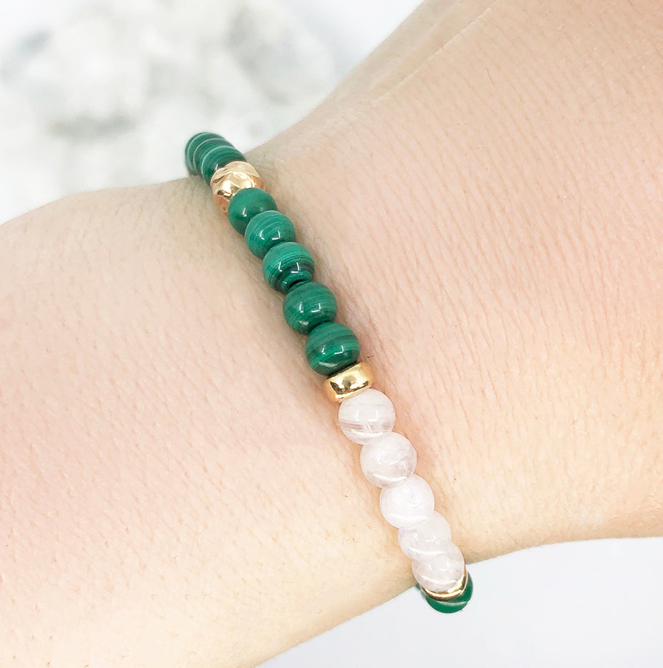 Dainty Insight Luxe Bracelet | Malachite &amp; Moonstone