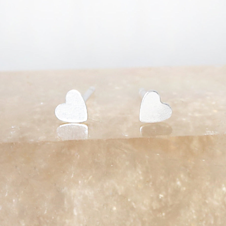 Tiny Silver Heart Earrings