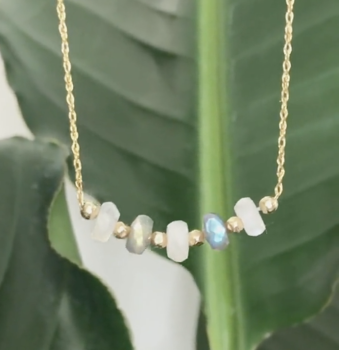 Transformation Necklace | Moonstone, Labradorite and Gold