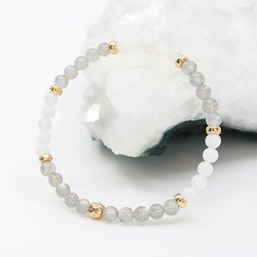 Dainty Aligned Luxe Bracelet | Labradorite &amp; Moonstone