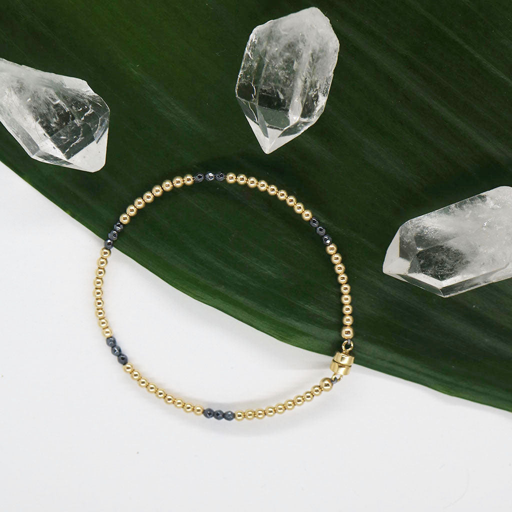 Dainty Golden Clarity Bracelet | Gold and Hematite