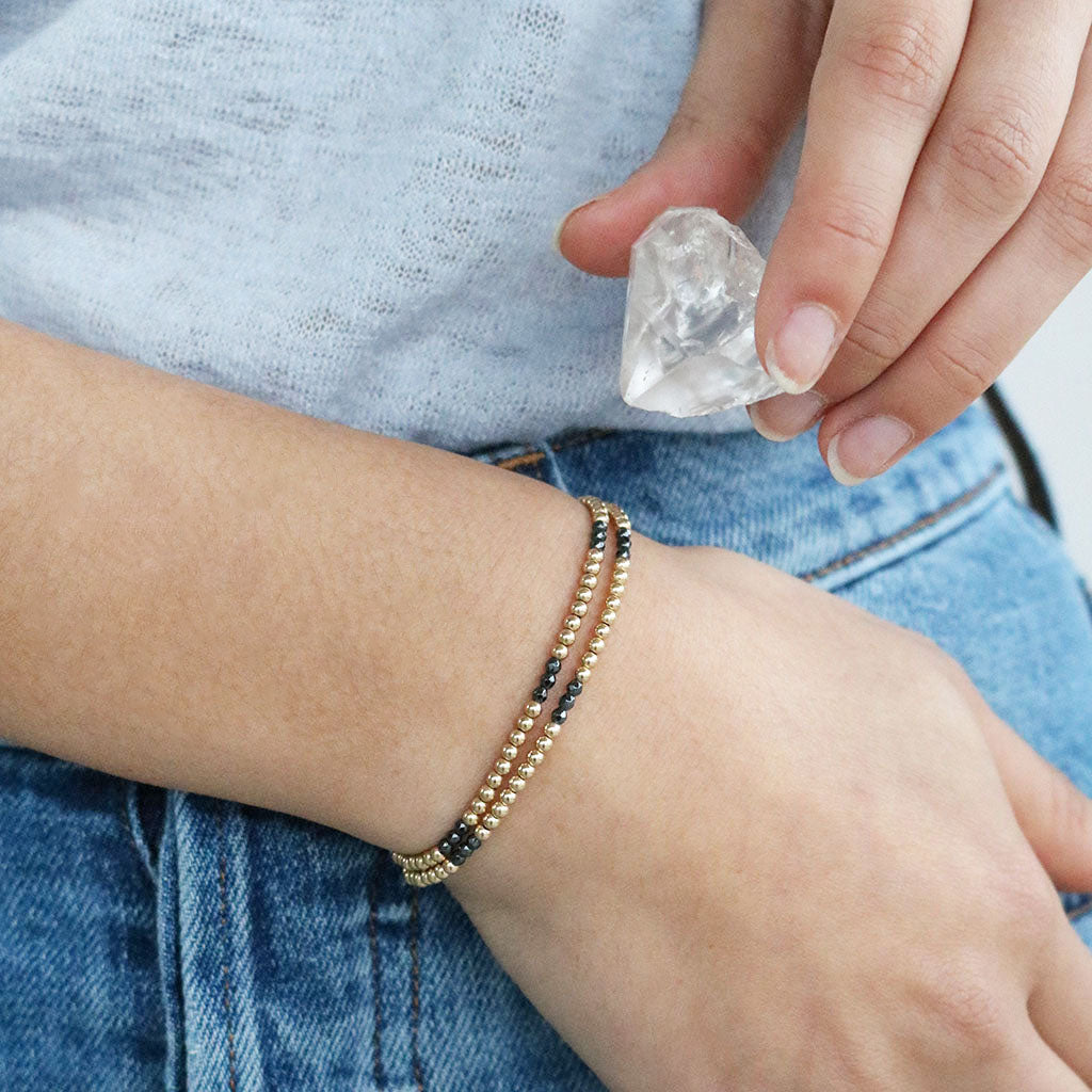 Dainty Golden Clarity Bracelet | Gold and Hematite