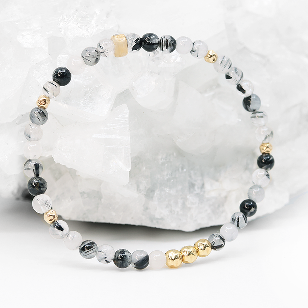 Dainty Integration Luxe Bracelet | Black Rutilated Quartz