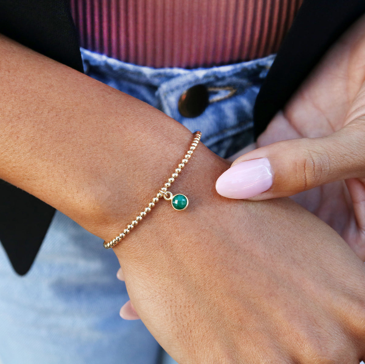 Charmed with Compassion Bracelet | Emerald and Gold