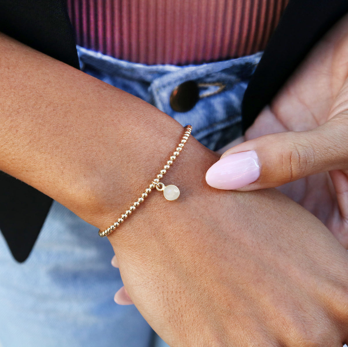 Charmed by Intuition Bracelet | Moonstone and Gold