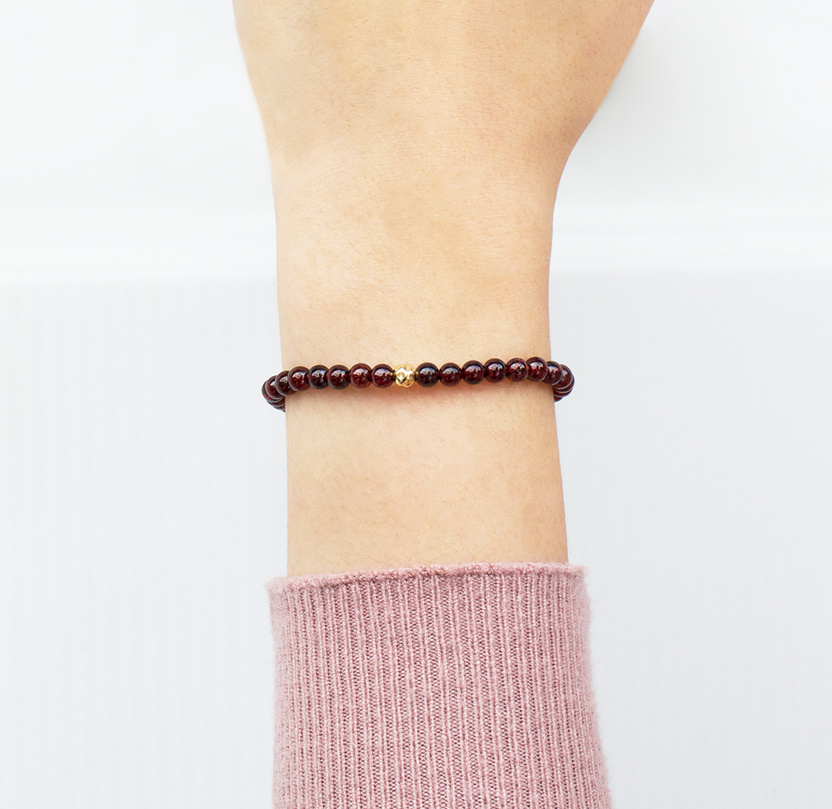 Dainty Strength Bracelet | Garnet