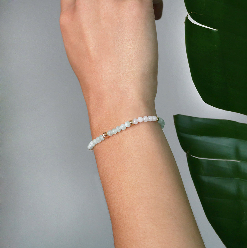 Dainty Serenity Luxe Bracelet | Green Moonstone and Moonstone
