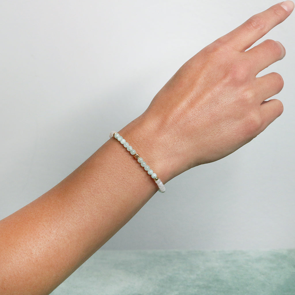 Dainty Serenity Luxe Bracelet | Green Moonstone and Moonstone