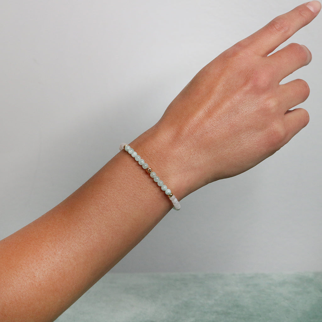 Dainty Serenity Luxe Bracelet | Green Moonstone and Moonstone
