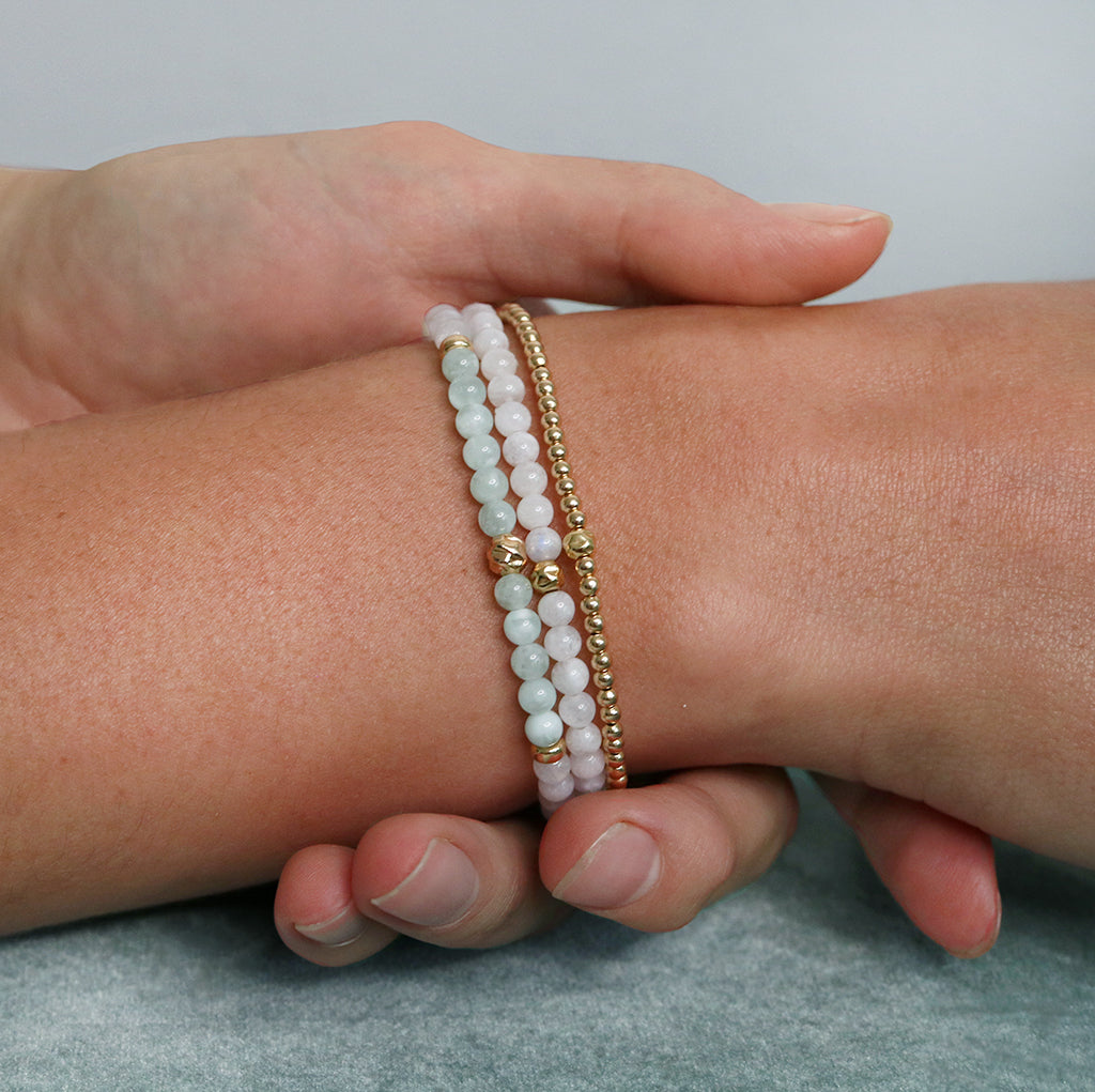 Dainty Serenity Luxe Bracelet | Green Moonstone and Moonstone
