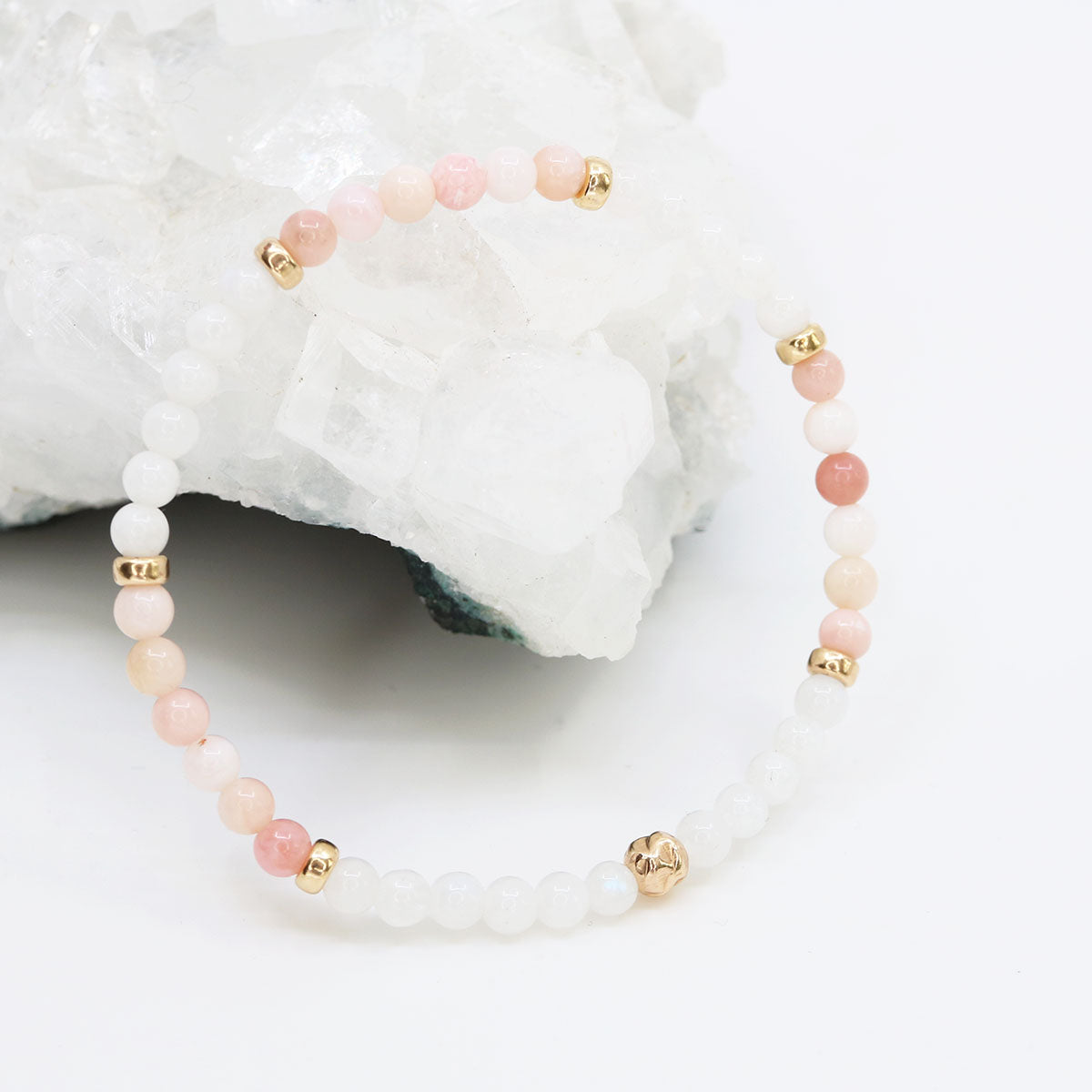 Dainty Positivity Luxe Bracelet | Pink Opal & Moonstone