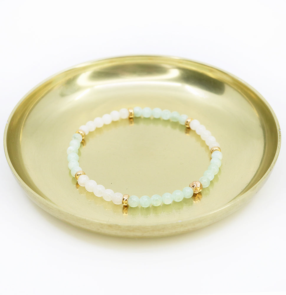 Dainty Serenity Luxe Bracelet | Green Moonstone and Moonstone