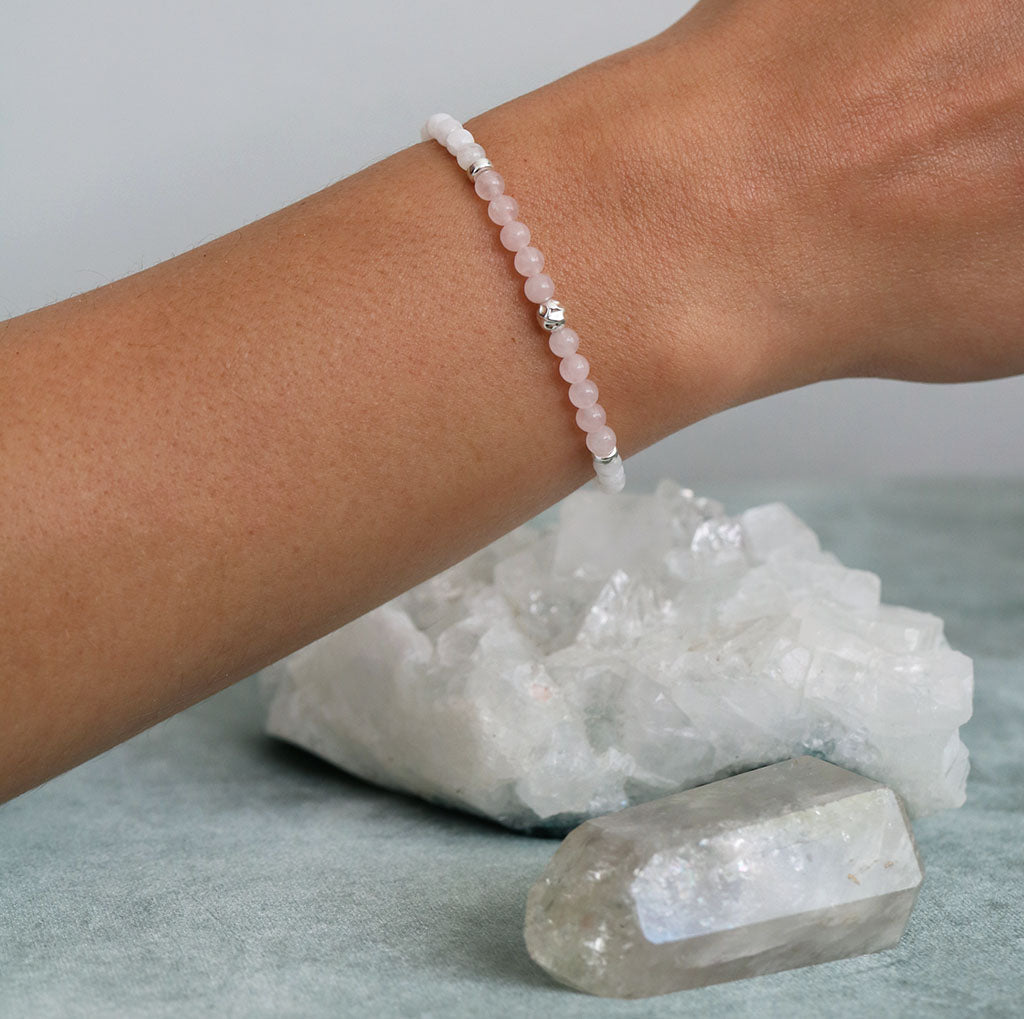 Rose Quartz Heart Handmade Healing Meditation Boho Reiki Women Bracelet  Gifts