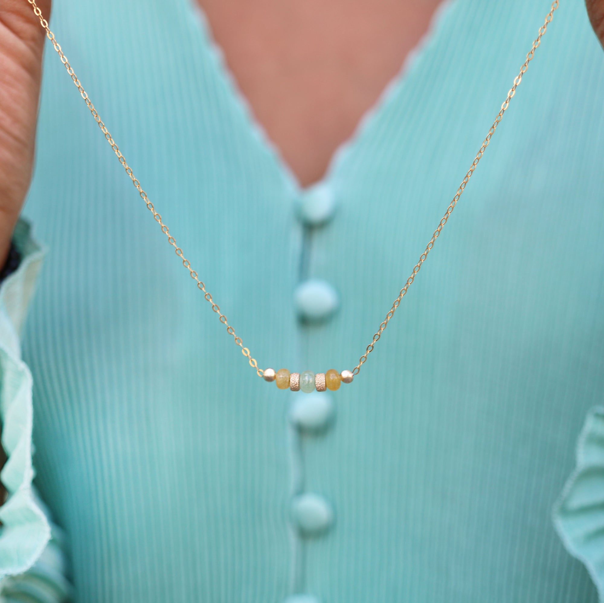 Abundant Light Necklace | Green and Yellow Sapphire with Gold