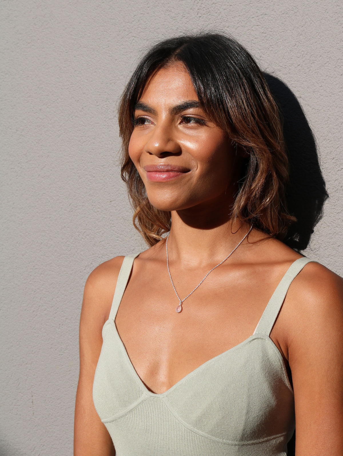 Charmed in Love Drop Necklace | Rose Quartz and Silver